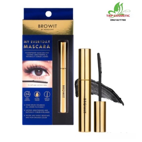Mascara NongChat Browit My Everyday Thái Lan Làm Dày, Dài Cong Mi, Chuyên Dụng Cho Makeup 5,5g