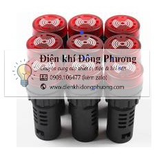 Đèn báo có còi, đèn báo phi 22 có còi hú AD16-22SM 12v - 24V - 220v lắp trong tủ điện [đơn tối thiểu 30k]