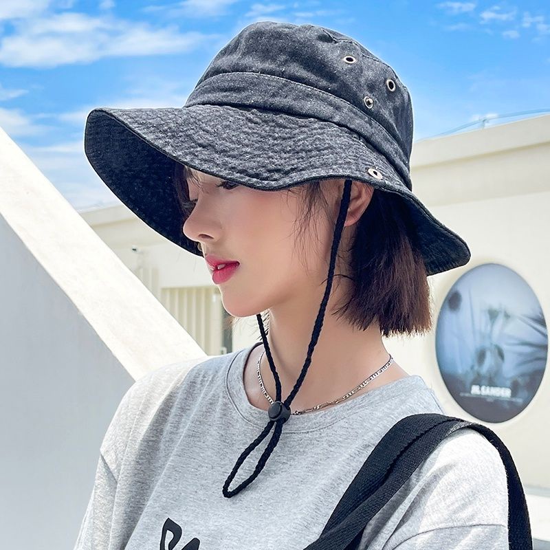 MŨ CAO BỒI DENIM TRƠN HÀNG ĐẸP CÓ DÂY RÚT PHÍA SAU