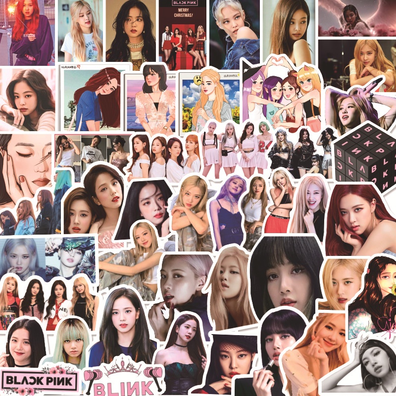 Set 52 sticker chống thấm nước BLACK PINK dán laptop, nón bảo hiểm, vali, đàn guitar - Tanpoposticker