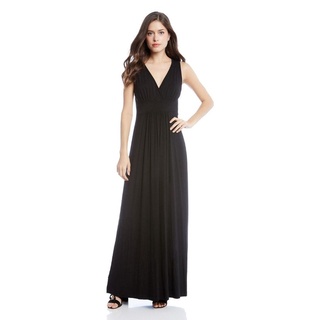 Đầm maxi đen sát nách cổ V sexy VNXK đầm dáng dài chất thun mềm màu trơn xuất khẩu dư xịn