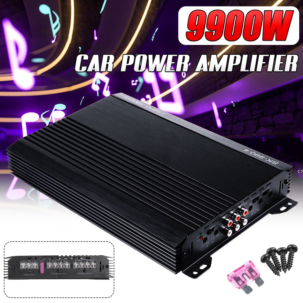 Bộ Khuếch Đại Âm Thanh 4 Kênh 12v 9900w Bằng Hợp Kim Nhôm Chuyên Dụng Cho Xe Hơi