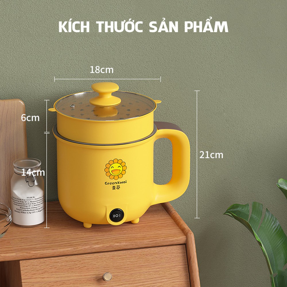 Nồi Lẩu Điện Mini 2 NẤC NHIỆT Đa Năng Vịt Vàng Dung Tích 1.8L
