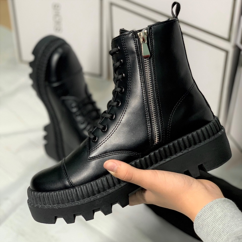 Giày bốt nam cổ cao - khóa zip kèm dây buộc mã 911