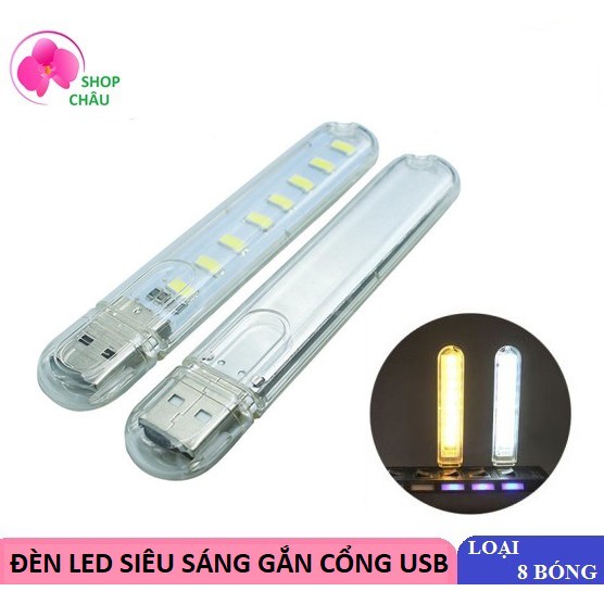 ĐÈN USB TRONG SUỐT 8 LED SIÊU SÁNG