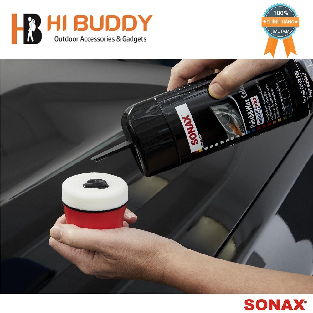 Kem đánh bóng và bảo vệ sơn xe đen Sonax polish & wax color black 250ml 296141