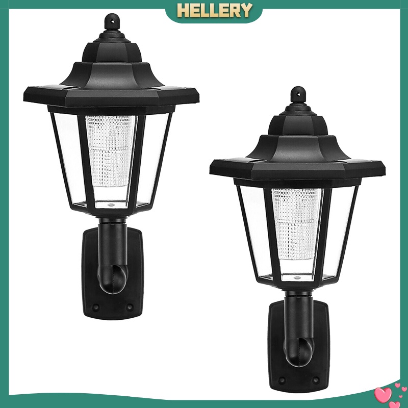 [HELLERY] 2pcs Retro Solar Hex Wall Lights Auto ON/Off Garden Porch Wall-mounted Lamp