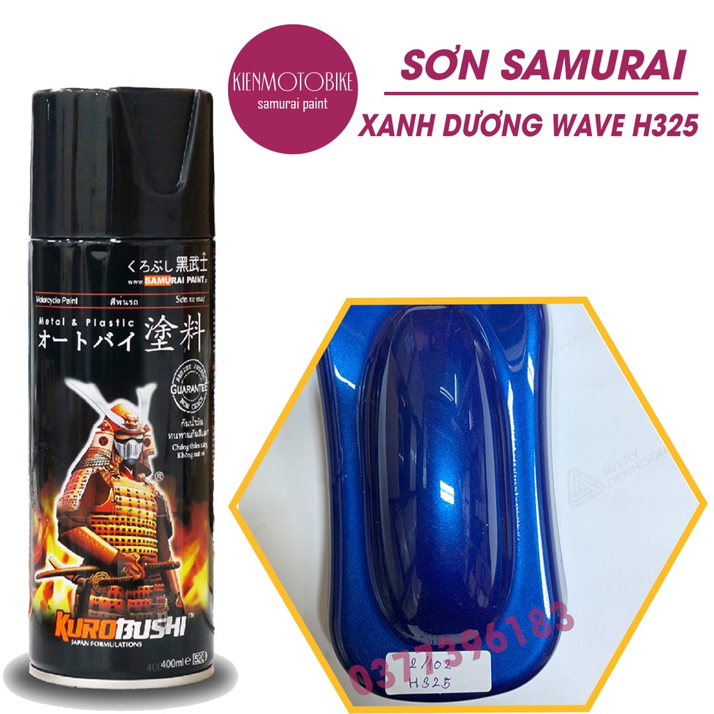 Sơn Samurai màu xanh dương Wave H325 - chai sơn xịt chuyên dụng dành cho sơn xe máy