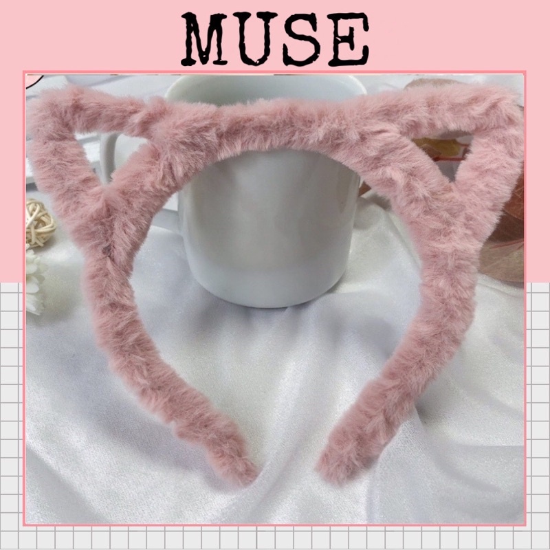 Bờm lông cài tóc tài mèo dễ thương nhiều màu-Băng đô rửa mặt phụ kiện muse