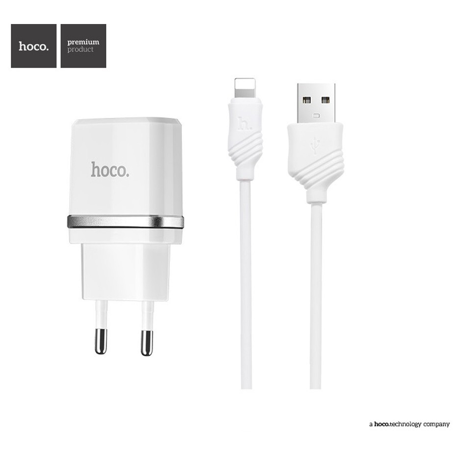 Bộ cáp + củ sạc 2 cổng chính hãng HOCO C12 - Lightning