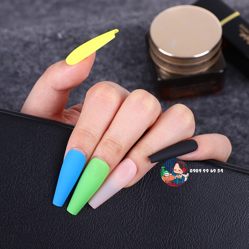 Hộp 24 MATTE - MÓNG TRƠN SƠN MỊN - Form Thang Dài Xtra -  BST Trơn Màu