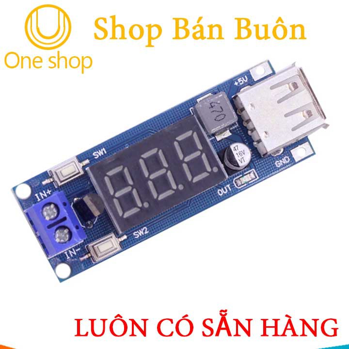 Mạch hạ áp Buck 4.55-40V Xuống 5V 2A Cổng USB Sạc Điện Thoại
