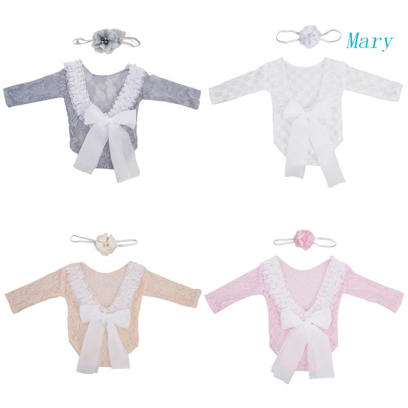 Bộ Áo Liền Quần Phối Ren + Băng Đô Xinh Xắn Dành Cho Bé