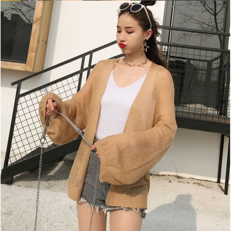 [Áo khoác nữ Cardigan] Áo khoác nữ len mỏng phong cách Hàn Quốc  Sexy, đi phố, đi dạo , đi chơi