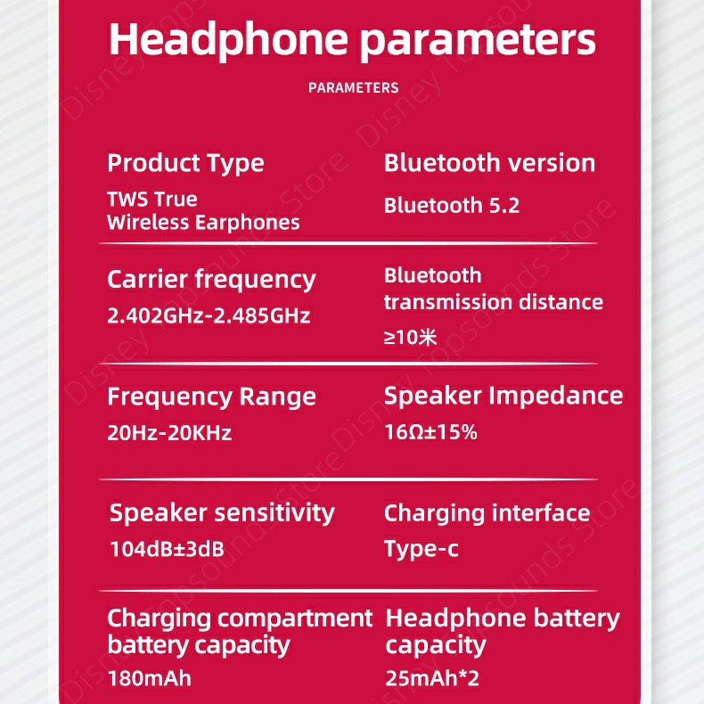 Tai Nghe Bluetooth Disney F9 không dây nhét tai âm thanh nổi thời lượng pin dài với M