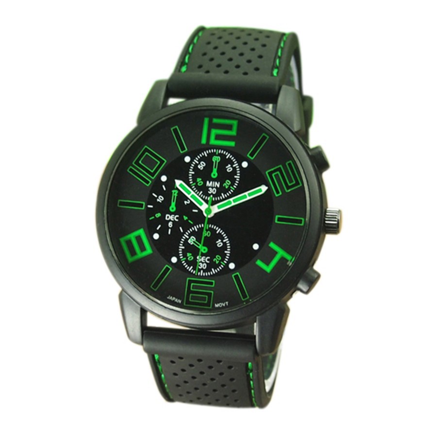Đồng hồ quartz analog có dây đeo silicon phong cách thể thao thời trang cho nam