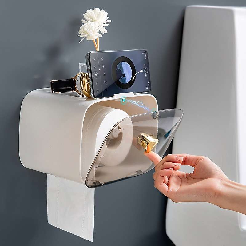 Có thể bán buôn Giá đỡ giấy vệ sinh không thấm nước Gạc que dễ thương Cửa sổ trong suốt Có thể điều chỉnh Treo Hộp đựng khăn giấy treo tường Hàng giao ngayVirgina056
