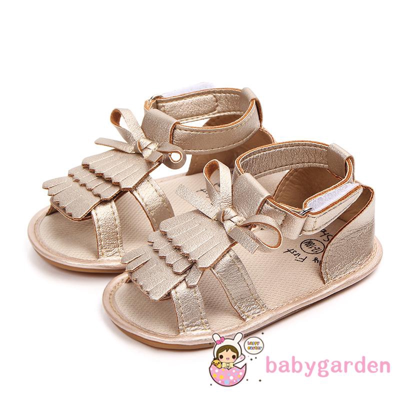 Giày sandal da PU đính nơ dễ thương cho bé gái