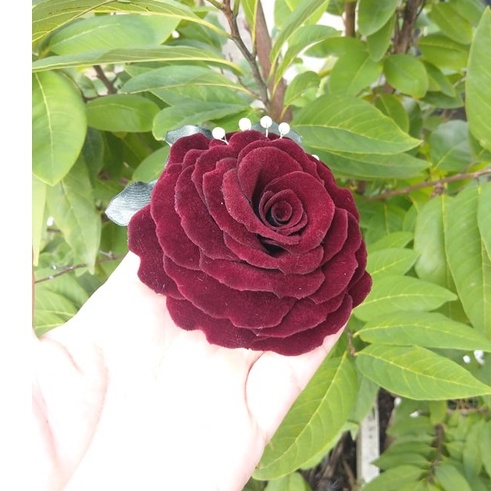 [ Hàng Thiết Kế ] Hoa cài áo hoa hồng nhung handmade cài áo váy cao cấp