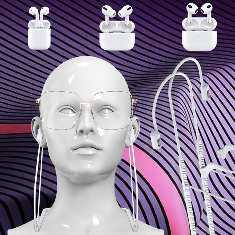 Vỏ Bảo Vệ Hộp Sạc Tai Nghe Không Dây Air Pods Pro 1 / 2 / 3 Bằng Chất Liệu Silica Gel Mềm Gắn Dây Đeo Cổ Chống Thấm Nước Chống