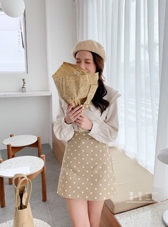 Chân váy chấm bi ulzzang dáng A ( có ảnh thật )