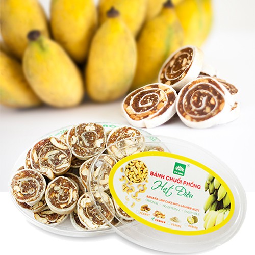Bánh chuối phồng hạt điều TƯ BÔNG hộp 200g - ít ngọt thơm ngon bổ dưỡng từ Đồng Tháp