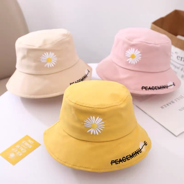 [Mã FAMARAL1 giảm 10K đơn 50K]NÓN BUCKET BÔNG CÚC - Vành peace