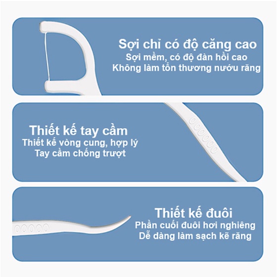 Hộp 50 que tăm xỉa răng, tăm chỉ nha khoa dùng 1 lần