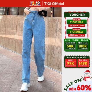 Quần jeans ống rộng nữ cạp cao street style TiQi Jeans B2-144