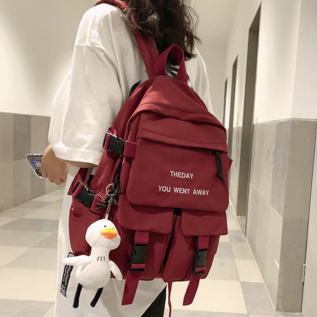 Balo Nam Nữ Học Sinh Phong Cách Ulzzang Thời Trang Hàn Quốc Cá Tính, Trơn Phối Basic Sành Điệu 4 Màu Dễ Thương