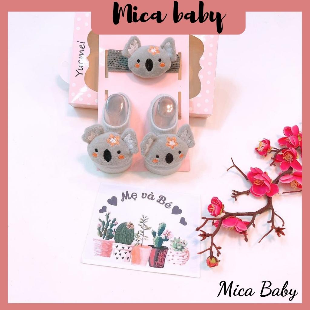 Set tất kèm băng đô hình thú cho bé từ 0-1 tuổi Mica baby