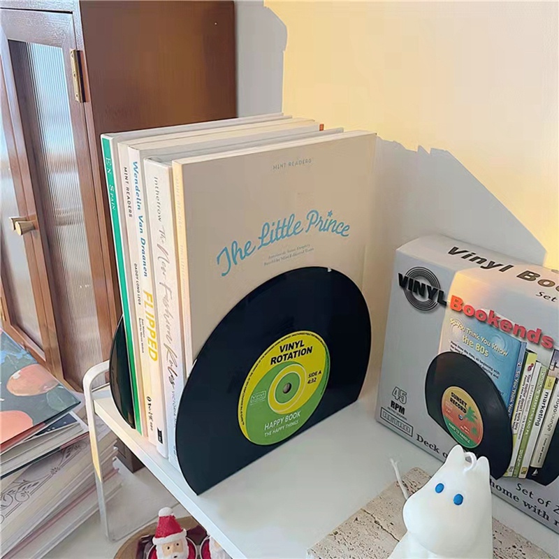1 Cặp Giá Đỡ Sách Bằng Vinyl Phong Cách Retro