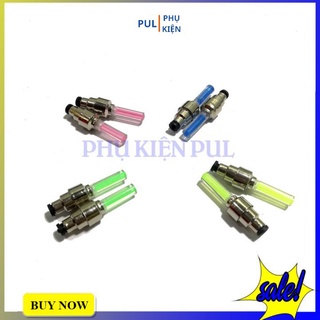 Bộ 2 chụp van xe có đèn led hình trụ cho xe đạp xe máy ô tô màu mẫu ngẫu nhiên