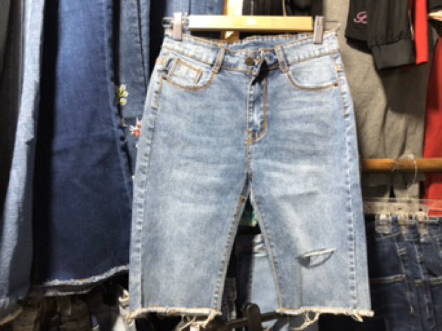 Quần jean nữ ngố co giãn cao cấp màu đen | BigBuy360 - bigbuy360.vn