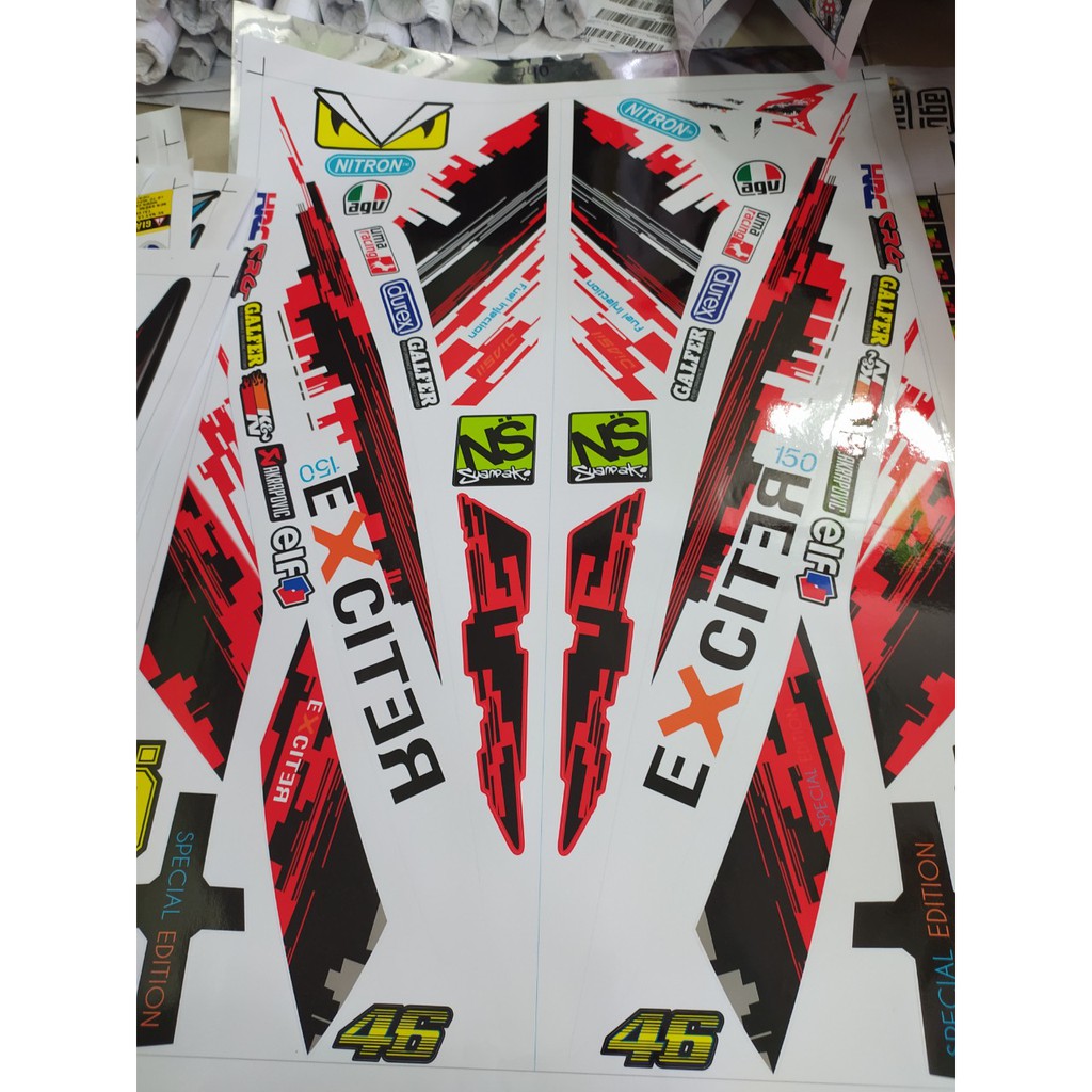 Tem Rời Exciter 150 Thành Phố Trắng Đỏ - Tặng Logo