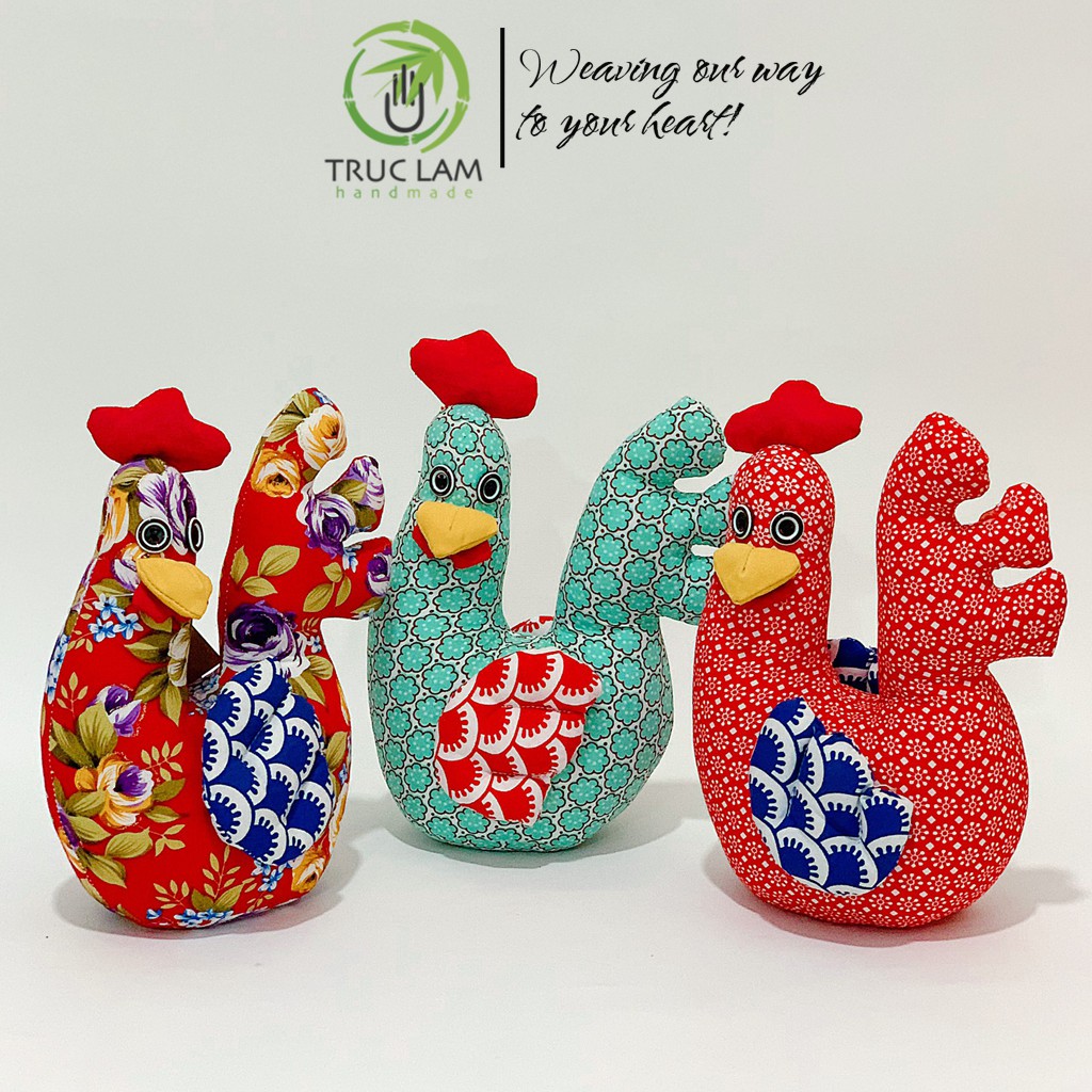 Đồ Chơi Cho Bé Thú Nhồi Bông Hình Con Gà Trống Vải Hoa Bông Gòn Cao Cấp Size Lớn – Trúc Lâm Handmade