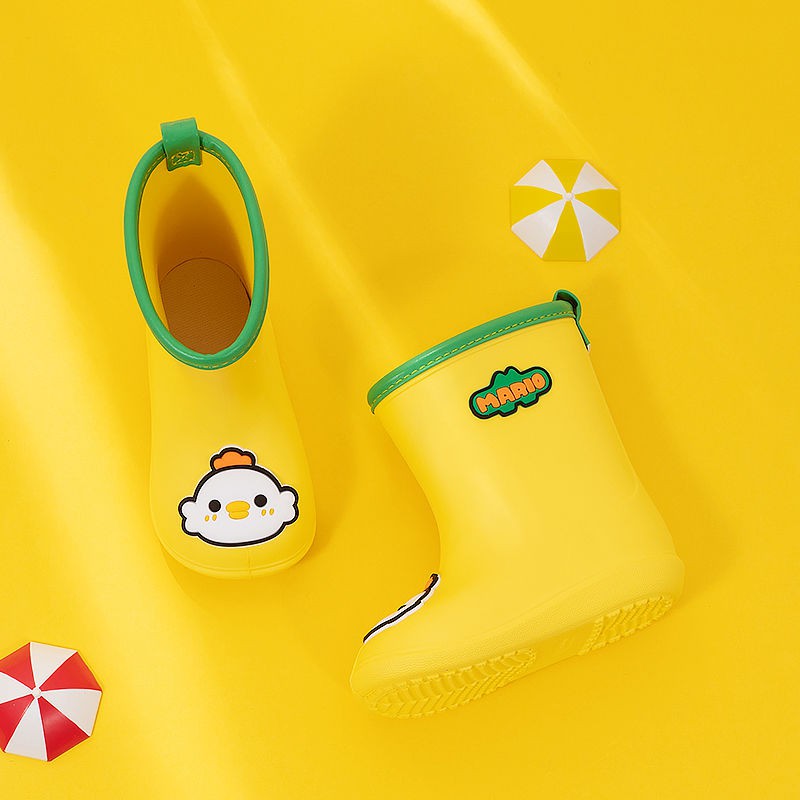 Ủng đi mưa CHEERFUL MARIO chống trượt chống thấm nước họa tiết hoạt hình đáng yêu dành cho trẻ em