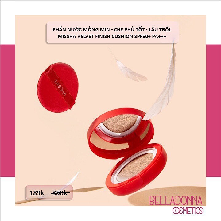 [2 Tone] Phấn Nước Mỏng Mịn, Che Phủ Tốt, Lâu Trôi Missha Velvet Finish Cushion SPF50+ PA+++