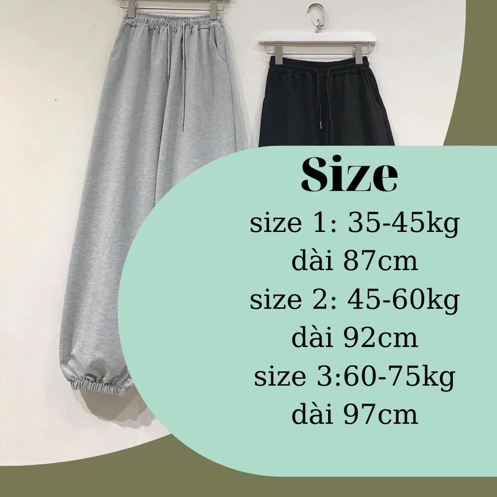Quần jogger nữ bigsize ống rộng cotton thoải mái không xù Bigzone