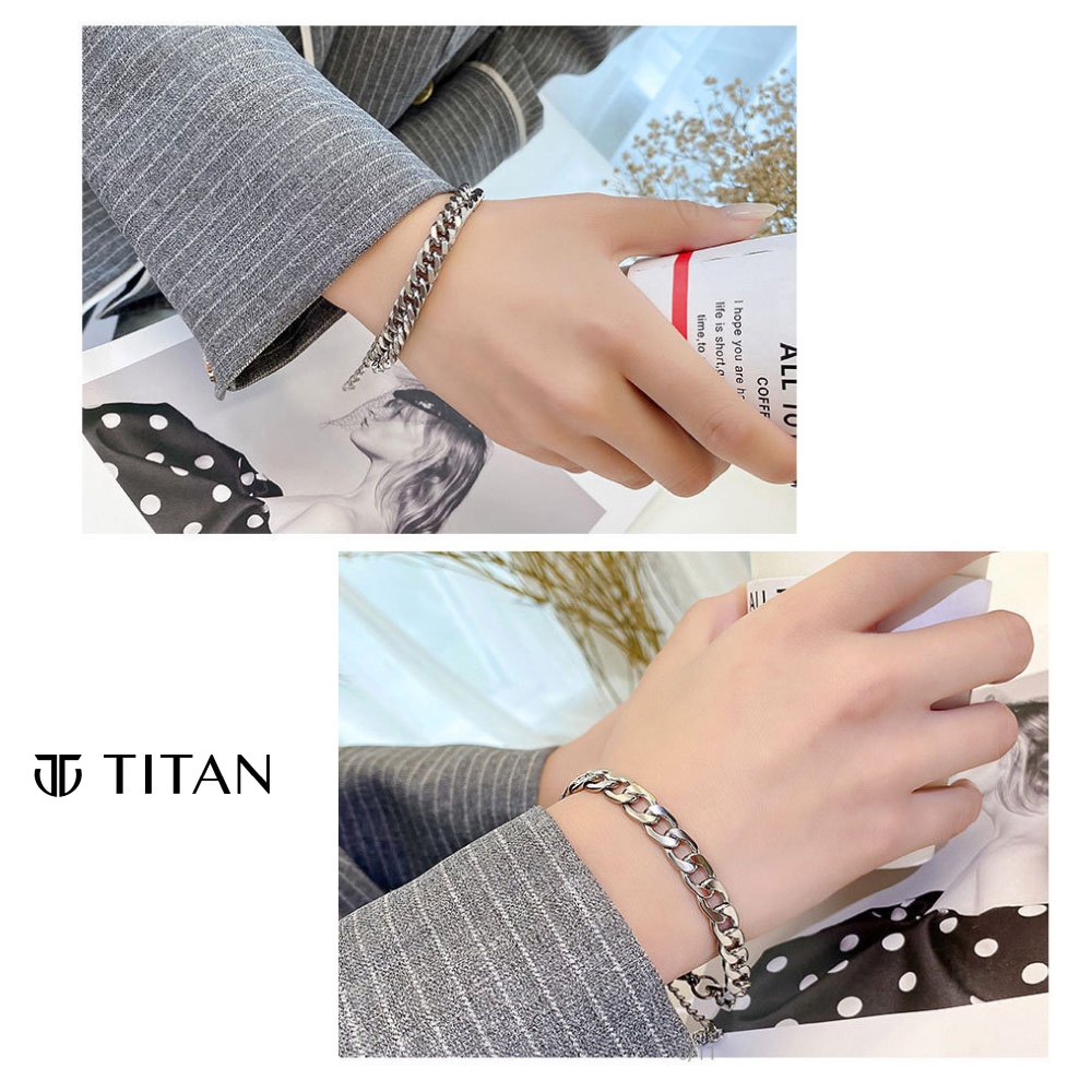 Lắc tay nam nữ unisex cá tính, vòng tay cuban bracelet sợi xích cá tính, màu bạc đẹp không gỉ TITAN Shop