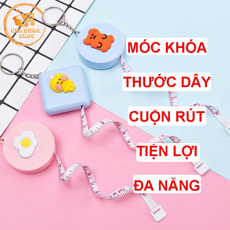 Móc Khóa Thước Dây Cuộn Mini 1,5m Hoạt Hình Cute