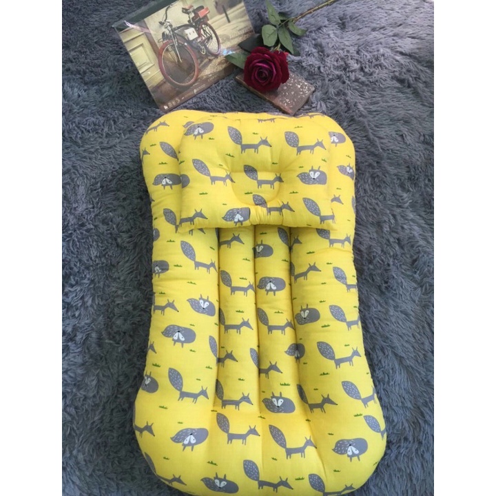 Đệm ngủ thông minh LIDACO cho bé Cotton 100% (kèm gối ngủ chống móp đầu)