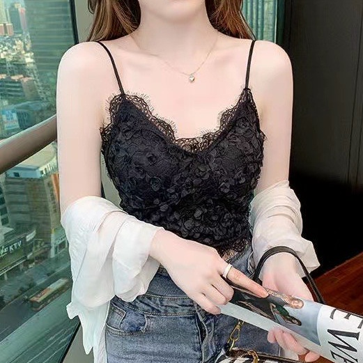 Bralete nữ ren, bra ren hoa, áo hai dây ren đính hoa có đệm mút, áo nữ mặc trong vest, plazer đen trắng.