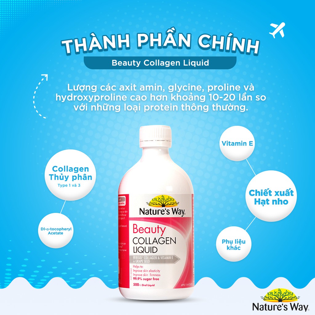 Collagen Nature's Way Beauty Liquid Của Úc Dạng Nước 500ml