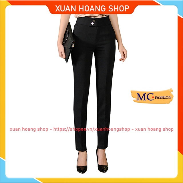 Quần Tây Nữ Công Sở Lưng Cao Kiểu Âu Mc Fashion, Màu Đen, Xanh Tím Than, Chất Vải Co Giãn Nhẹ, Size Đủ, Q0460