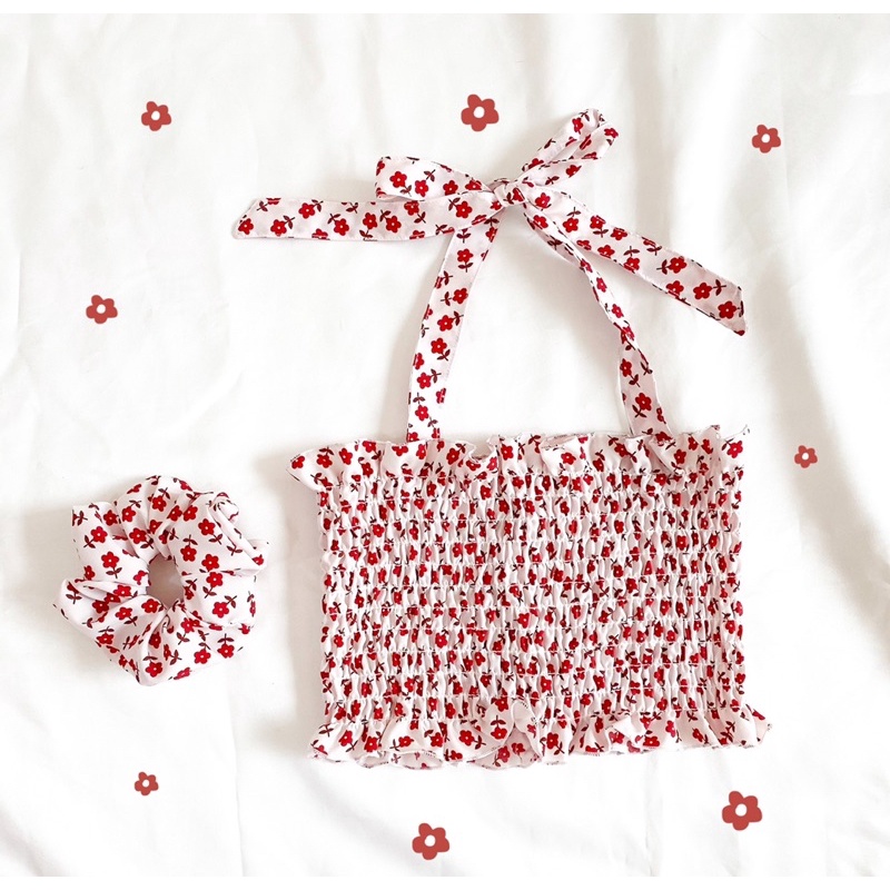 Xeci loli hoa đỏ tặng kèm Scrunchie