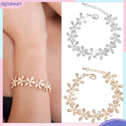 Vòng tay hoa tuyết đính đá pha lê nhân tạo sang trọng cá tính dành cho nữ