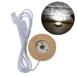 Đế Gỗ Tròn Phát Sáng Cho Quả Cầu Pha Lê 3D