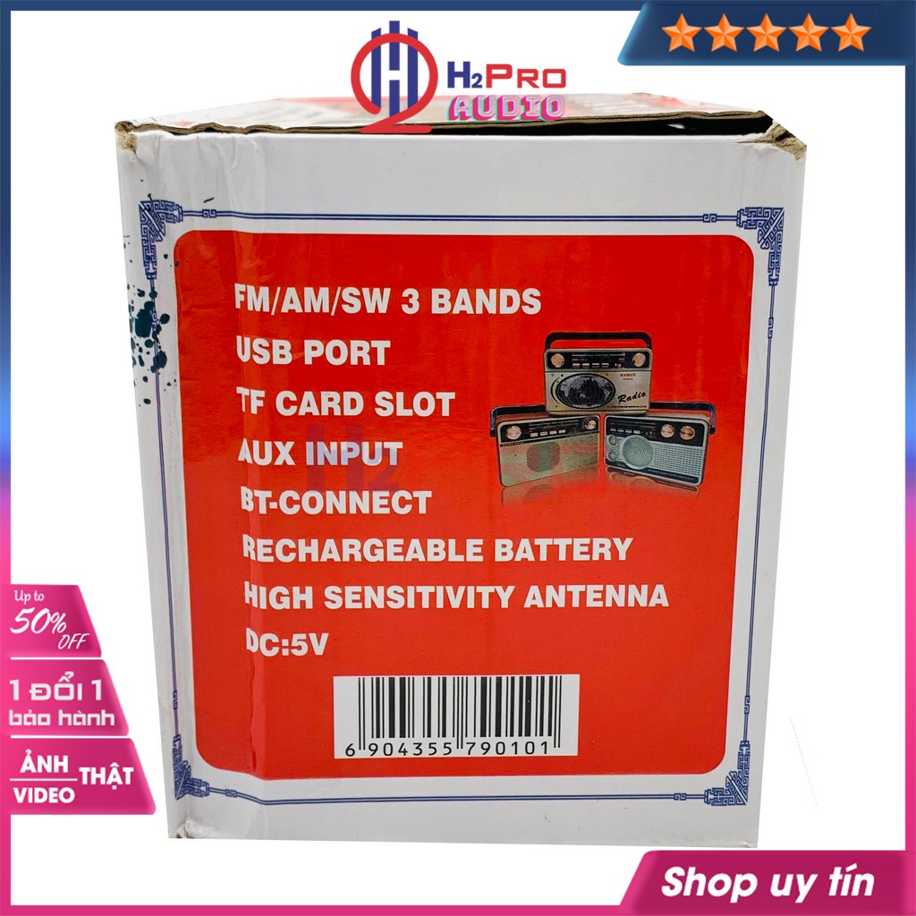 Đài fm radio, đài radio cho người già Hairun HR-506BT FM/AM/SW đa năng-nghe nhạc MP3 loa Bluetooth/USB/TF/AUX-Shop H2pr