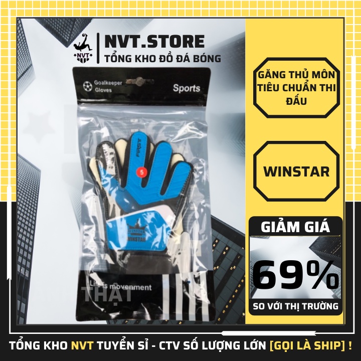 Găng tay thủ môn trẻ em Winstar không xương, ôm sát bàn tay, Bao tay bắt bóng dính siêu tốt - NVT.store.vn